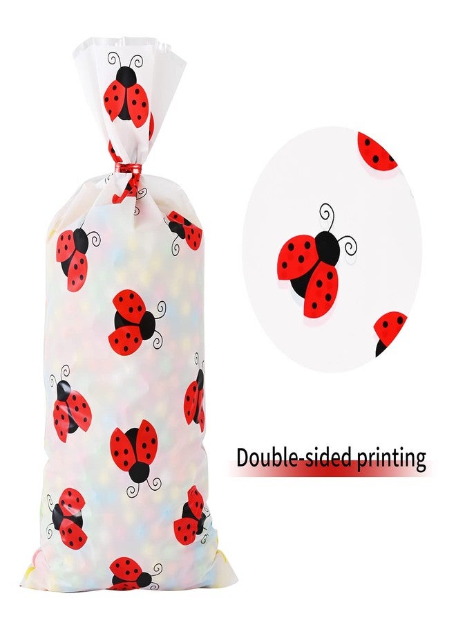 Lecpeting 100 Pcs Ladybug Treat Bags Ladybug Cellophane Candy Bags Ladybug Party Favor with Twist Ties for Theme Birthday Party Supplies - Image 3